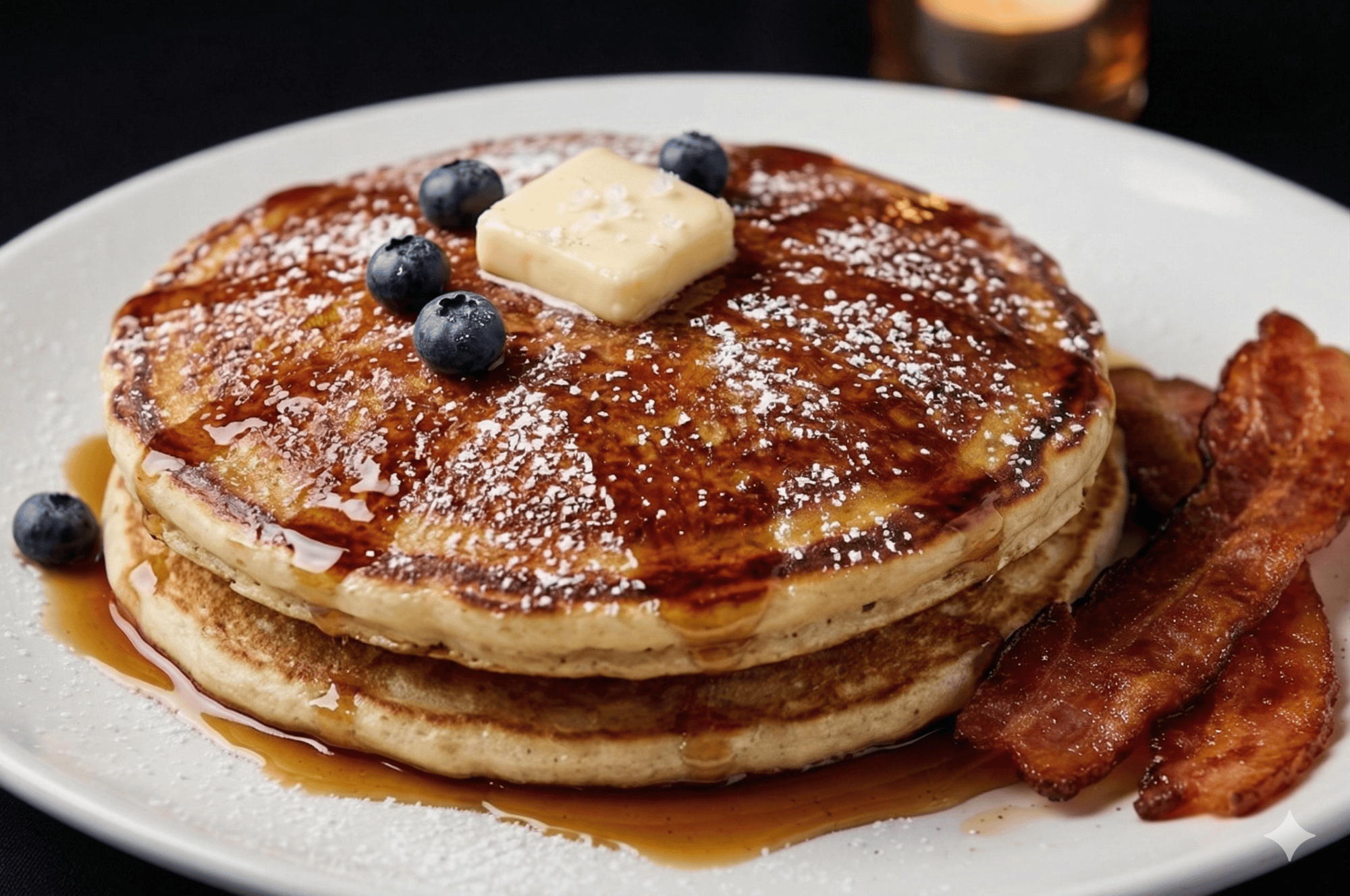 Fluffy pancakes served all-day breakfast at Pizza Sauce Rosedale